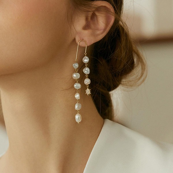 

Faux Pearl Drop Earrings, Gold