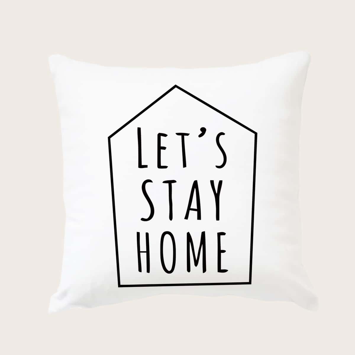 

Slogan Graphic Cushion Cover Without Filler, Black and white