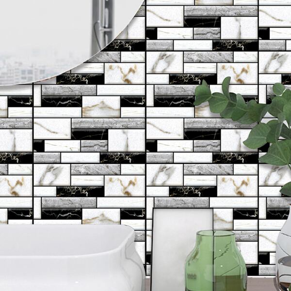 

1pc Marble Pattern Wall Sticker, Multicolor