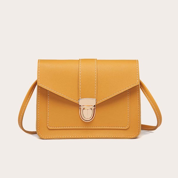 

Push Lock Flap Crossbody Bag, Yellow