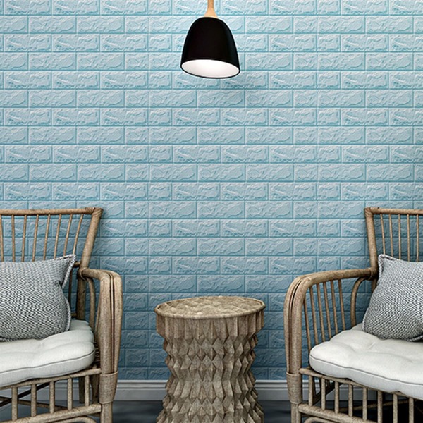 

1sheet Brick Pattern Wall Sticker, Baby blue