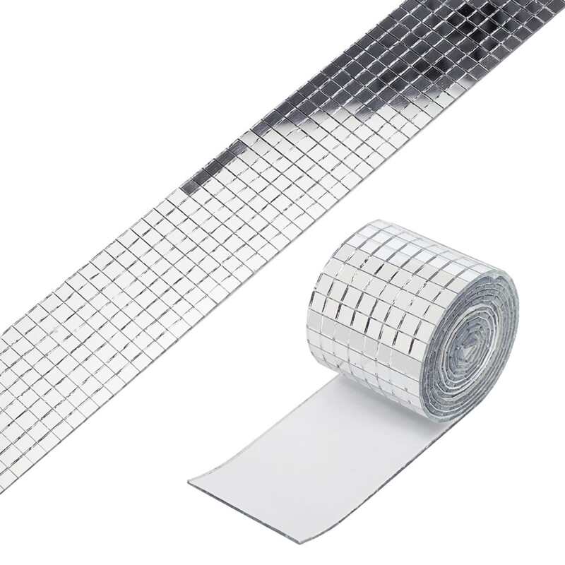 

1roll Mosaic Mirror Surface Glass Sticker, Silver