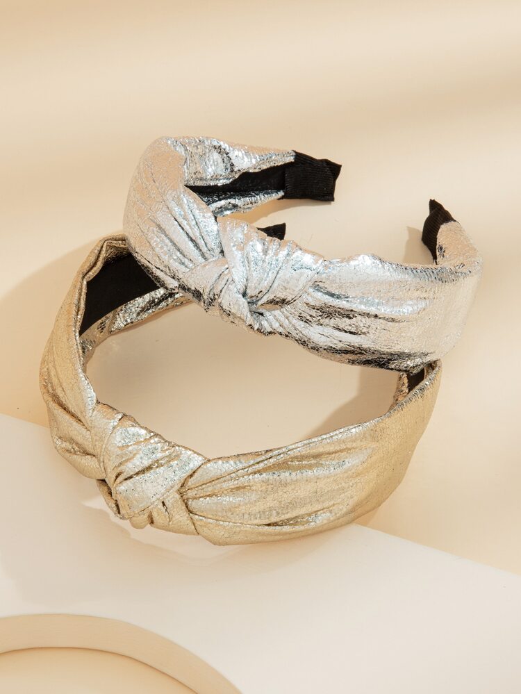 2pcs/Set Solid Color Shiny Gradient Texture Wide Headbands, Elegant Design Hair Accessories, 2025 New Fashion,Hairband,Hair Hoop Head Accessories,Summer,Holiday,Travel