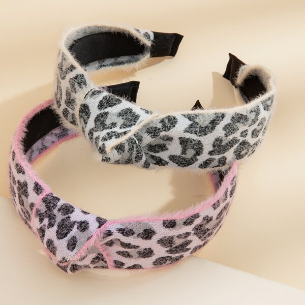 

2pcs Leopard Knot Hair Hoop, Multicolor