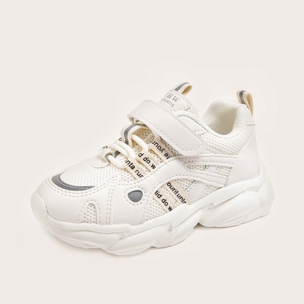 

Girls Letter Graphic Velcro Strap Sneakers, Beige