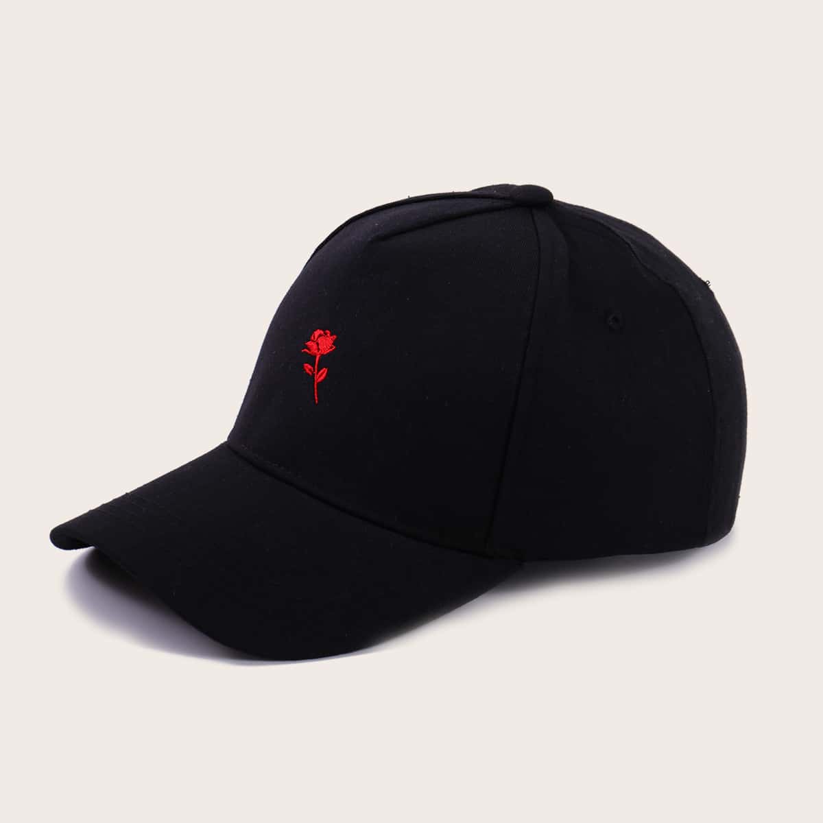 

Rose Embroidery Baseball Cap, Black