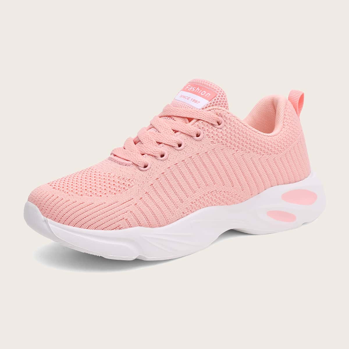 

Lace-up Front Knit Sneakers, Pink