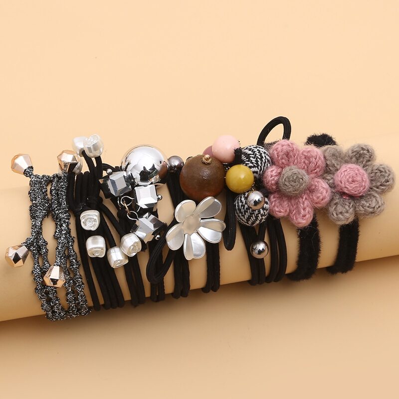 

12pcs Flower Decor Hair Tie, Multicolor