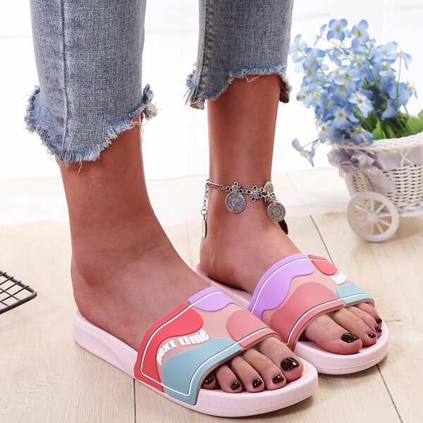 

Color Block Slides, Pink