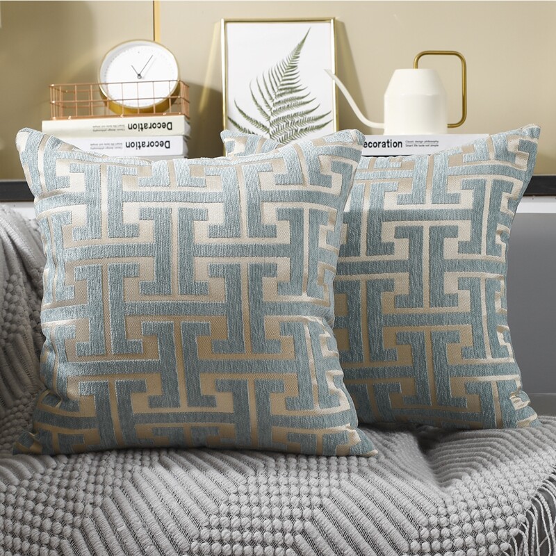 

1pc Geometric Pattern Cushion Cover Without Filler, Blue