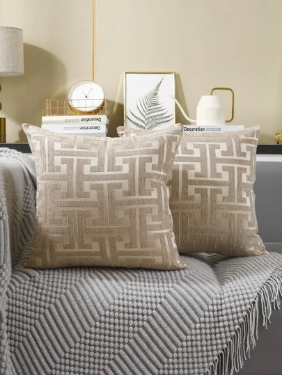 1pcGeometricPatternCushionCoverWithoutFiller