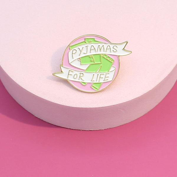 

Kids Letter Detail Round Brooch, Multicolor