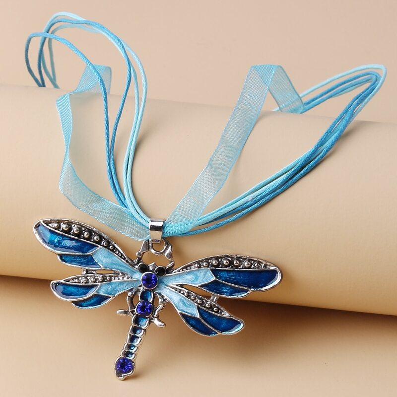 

Dragonfly Pendant Necklace, Blue