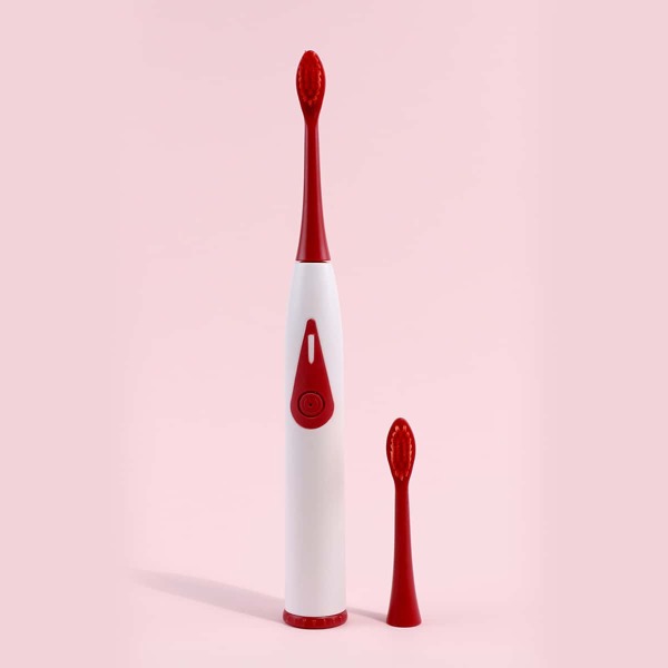 

1pc Electric Toothbrush & 2pcs Brush Head, Red and white