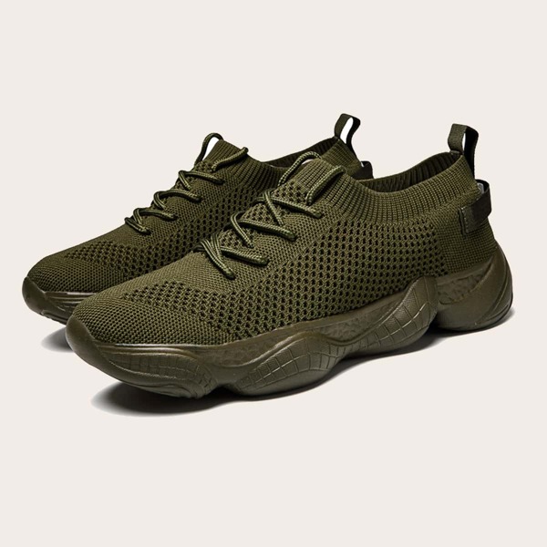 

Men Lace-up Decor Sneakers, Army green