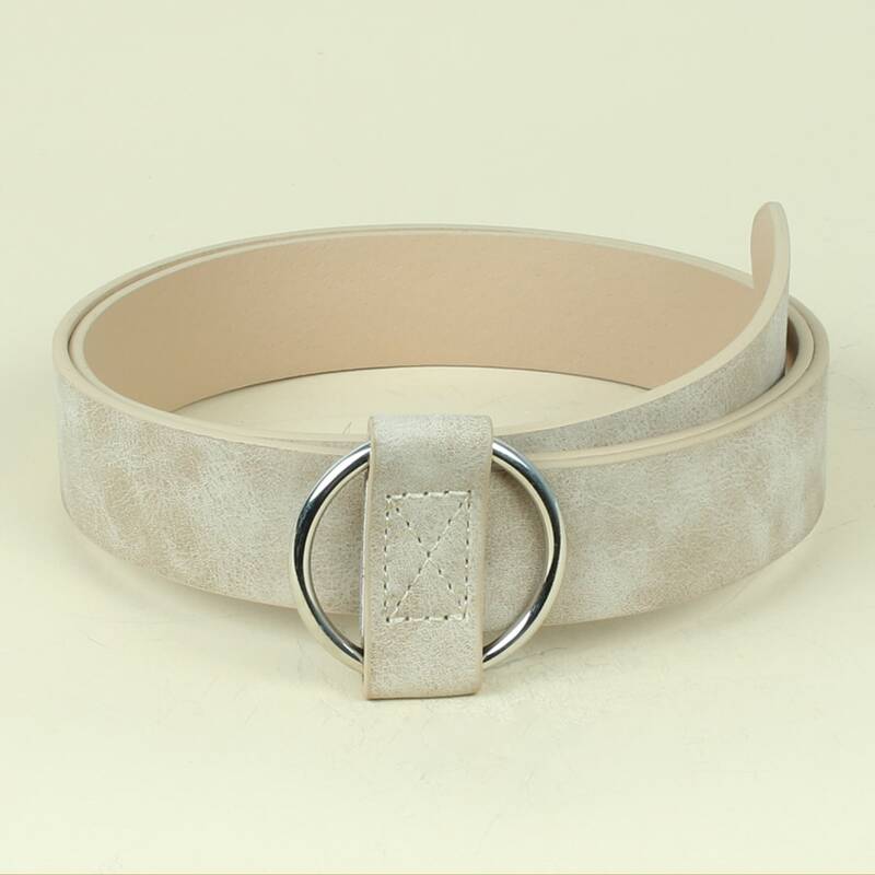 

Simple Ring Buckle Belt, Beige