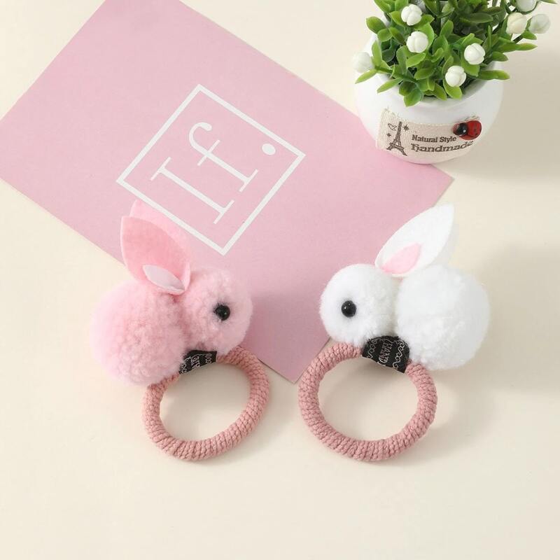 

2pcs Random Fluffy Rabbit Hair Tie, Multicolor