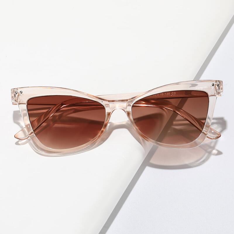 

Guys Clear Frame Cat Eye Sunglasses, Brown