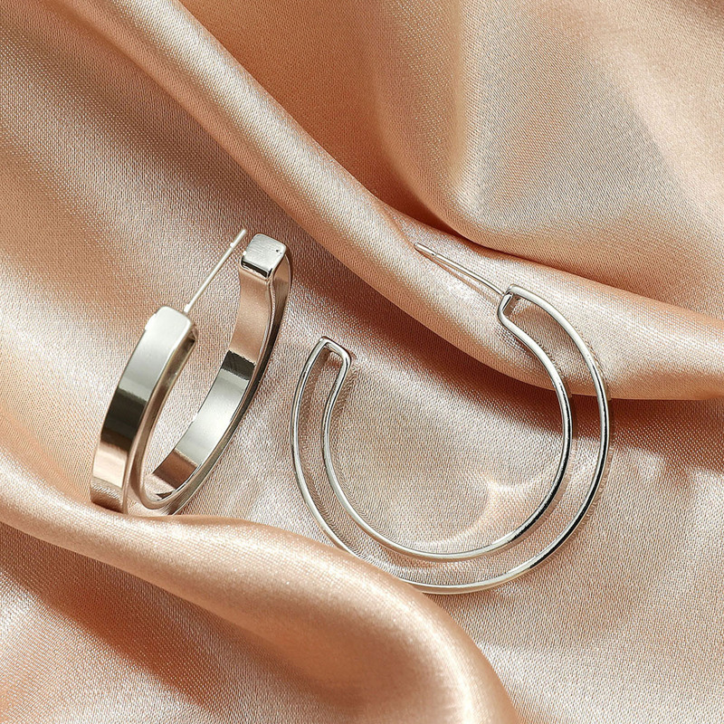 

Minimalist Open Hoop Earrings, Silver