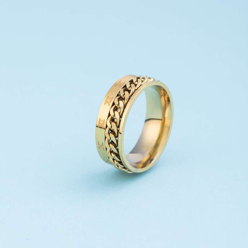 

Guys Chain Decor Ring, Gold