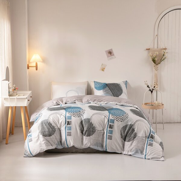 

Graphic Print Duvet Cover Set Without Filler, Multicolor