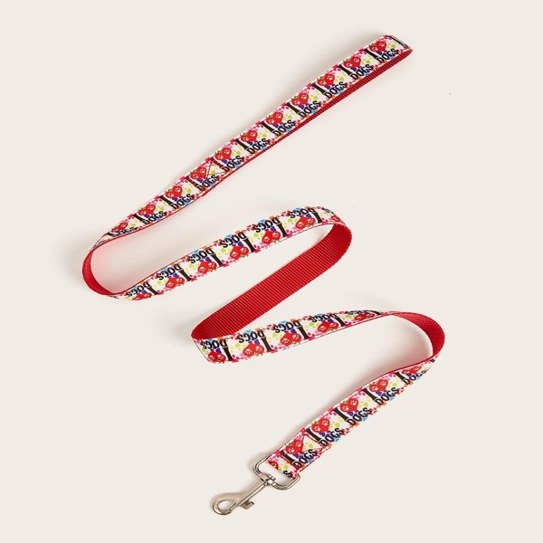 

Heart Print Pet Leash, Red