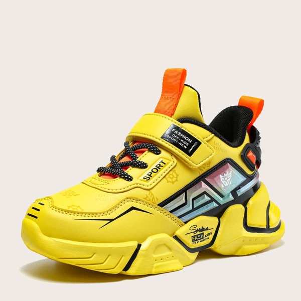 

Boys Velcro Strap Graphic Sneakers, Yellow
