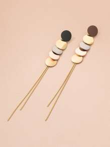 1 Cặp bông tai tua rua nhiều màu sắc họa tiết kim loại cá tính dành cho nữ - Nhiều màu - Xem 2