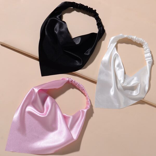 

3pcs Solid Headband, Multicolor