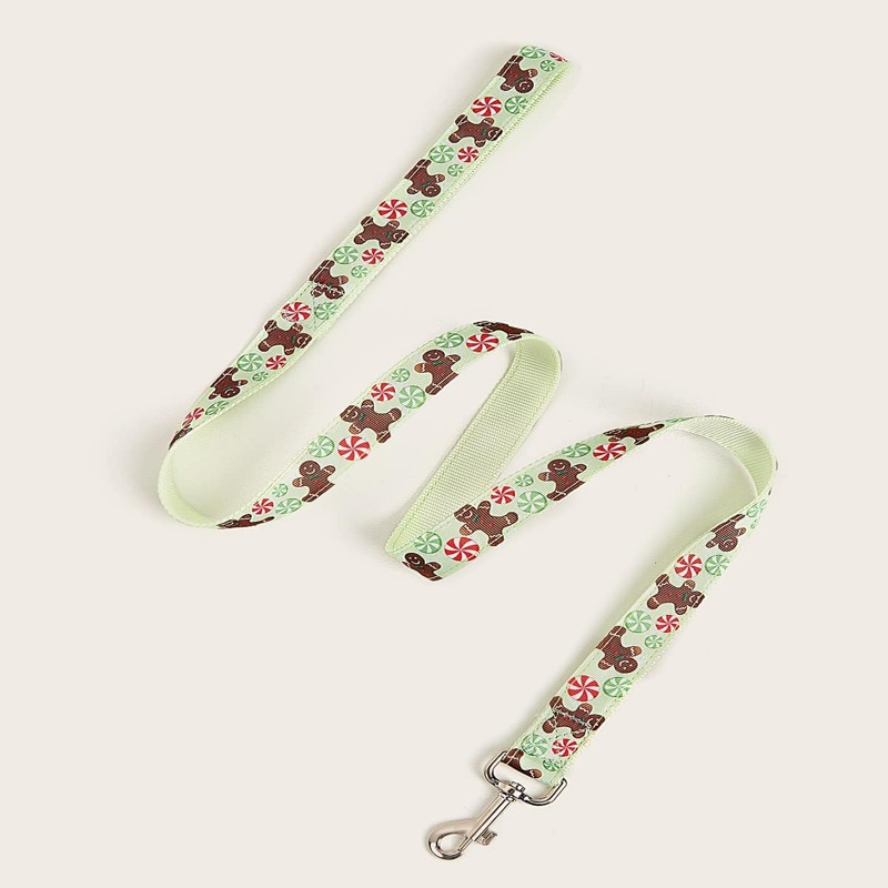 

Gingerbread Man Pattern Pet Leash, Green