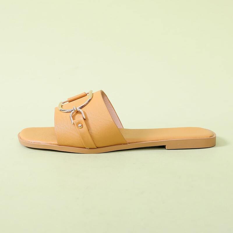 

Metal Decor Slide Sandals, Yellow