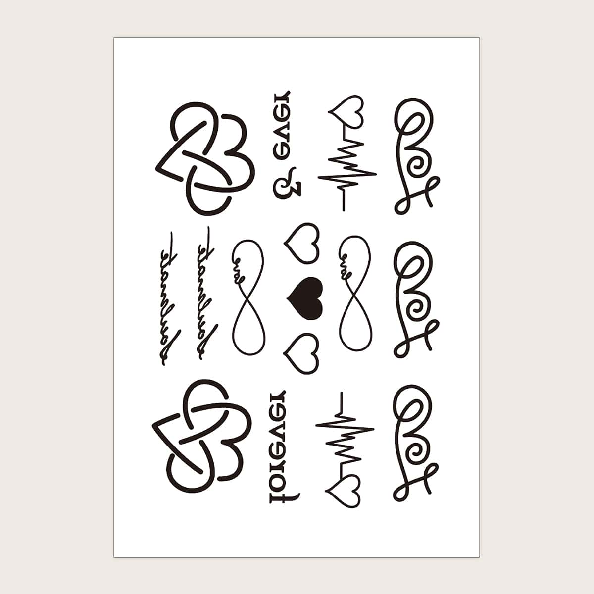 

1sheet Heart Pattern Tattoo Sticker, Black
