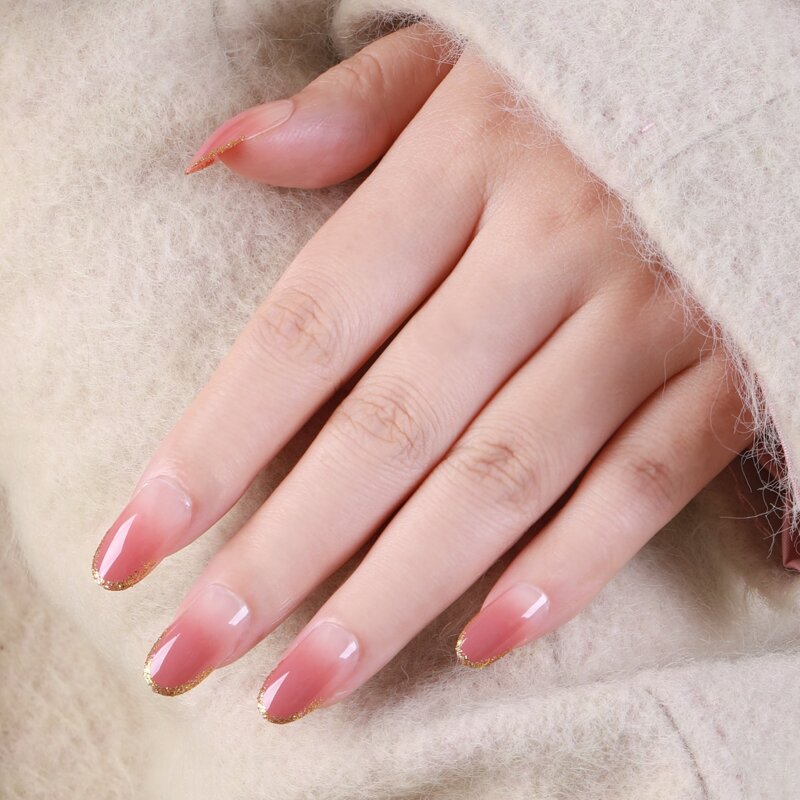 

24pcs Ombre Fake Nail & 1sheet Tape & 1pc Nail File, Dusty pink