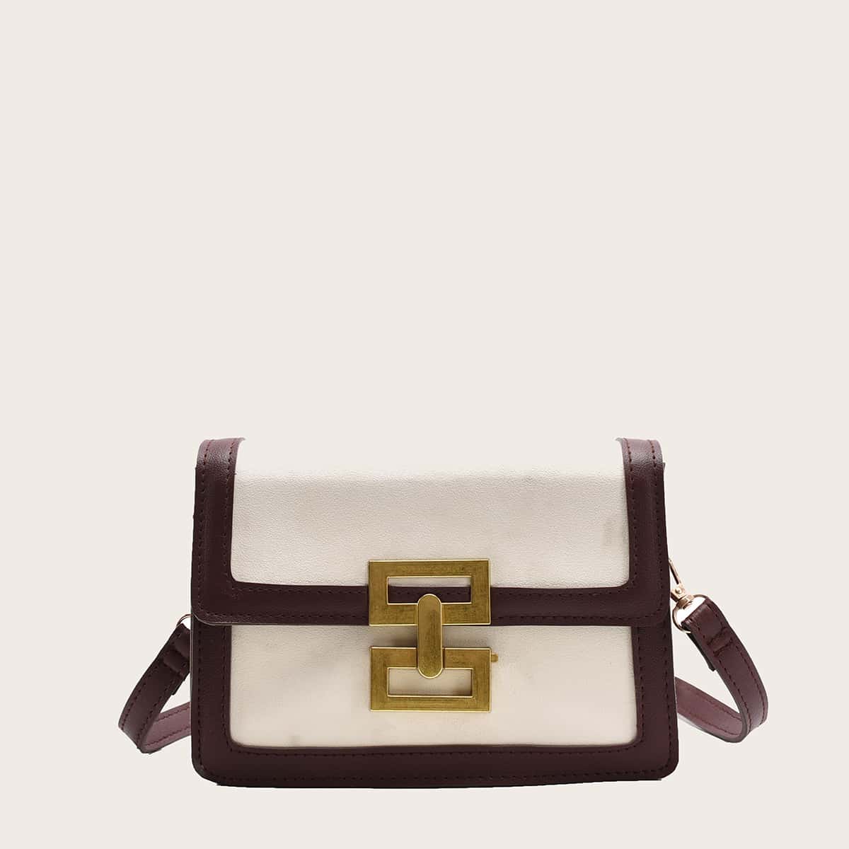 

Contrast Trim Flap Bag, White