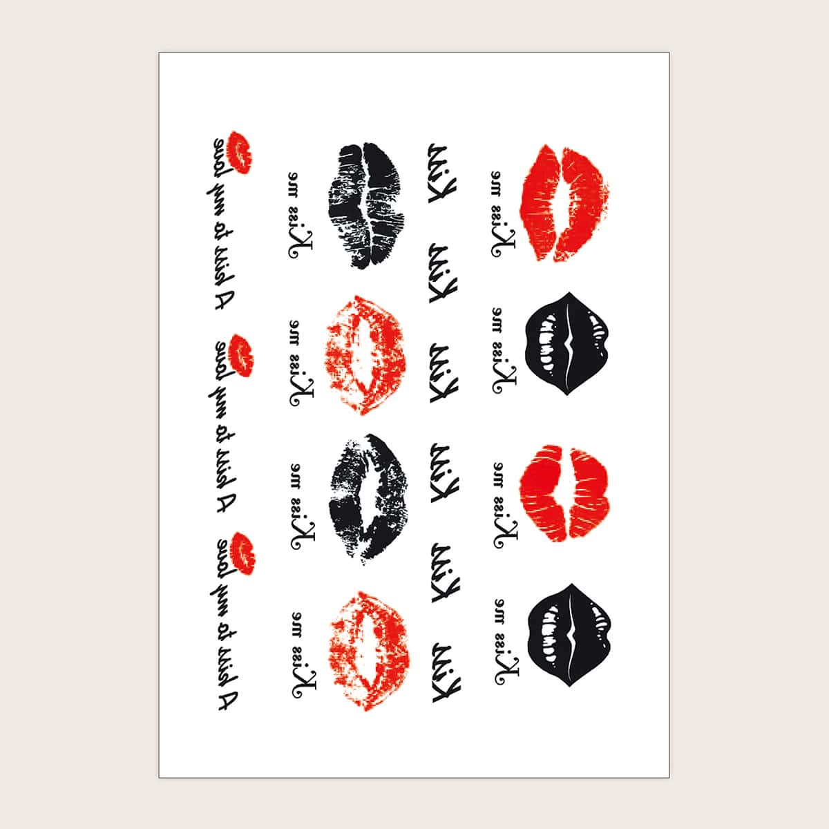 

1sheet Red Lip Pattern Tattoo Sticker, Multicolor