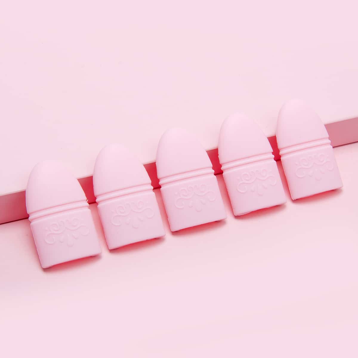 

5pcs Silicone Nail Remover Soak Off Cap, Pink