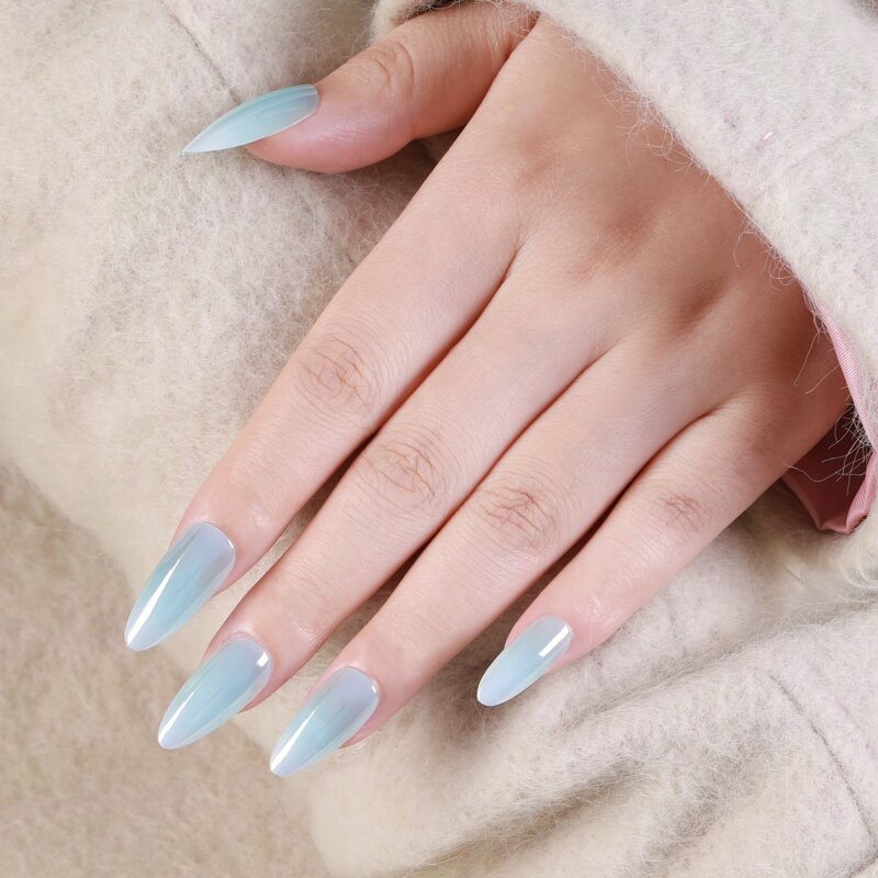 

24pcs Fake Nail & 1sheet Tape & 1pc Nail File, Blue