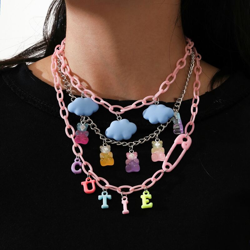 

Cloud & Bear Decor Layered Chain Necklace, Multicolor