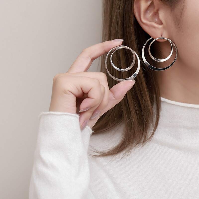 

Gold Round Design Earrings, Silver