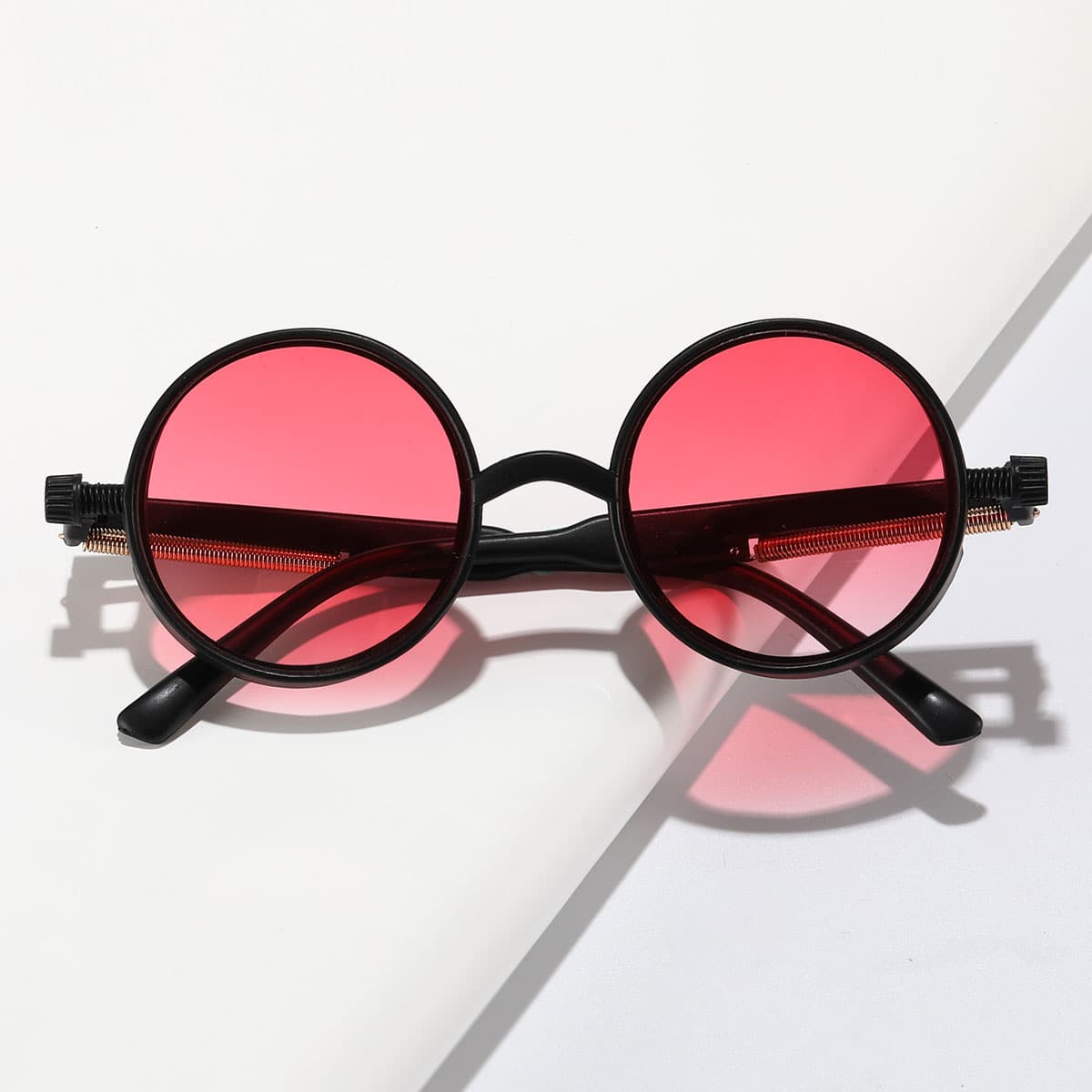 

Guys Round Tinted Lens Sunglasses, Red