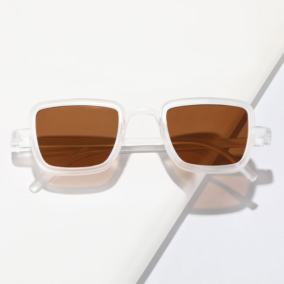 

Guys Clear Frame Square Sunglasses, Chocolate brown