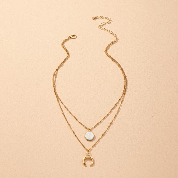 

Round Charm Layered Necklace, Gold