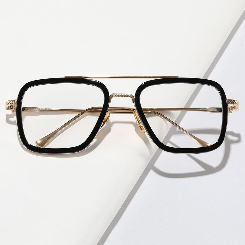 

Guys Metal Frame Square Glasses, Black