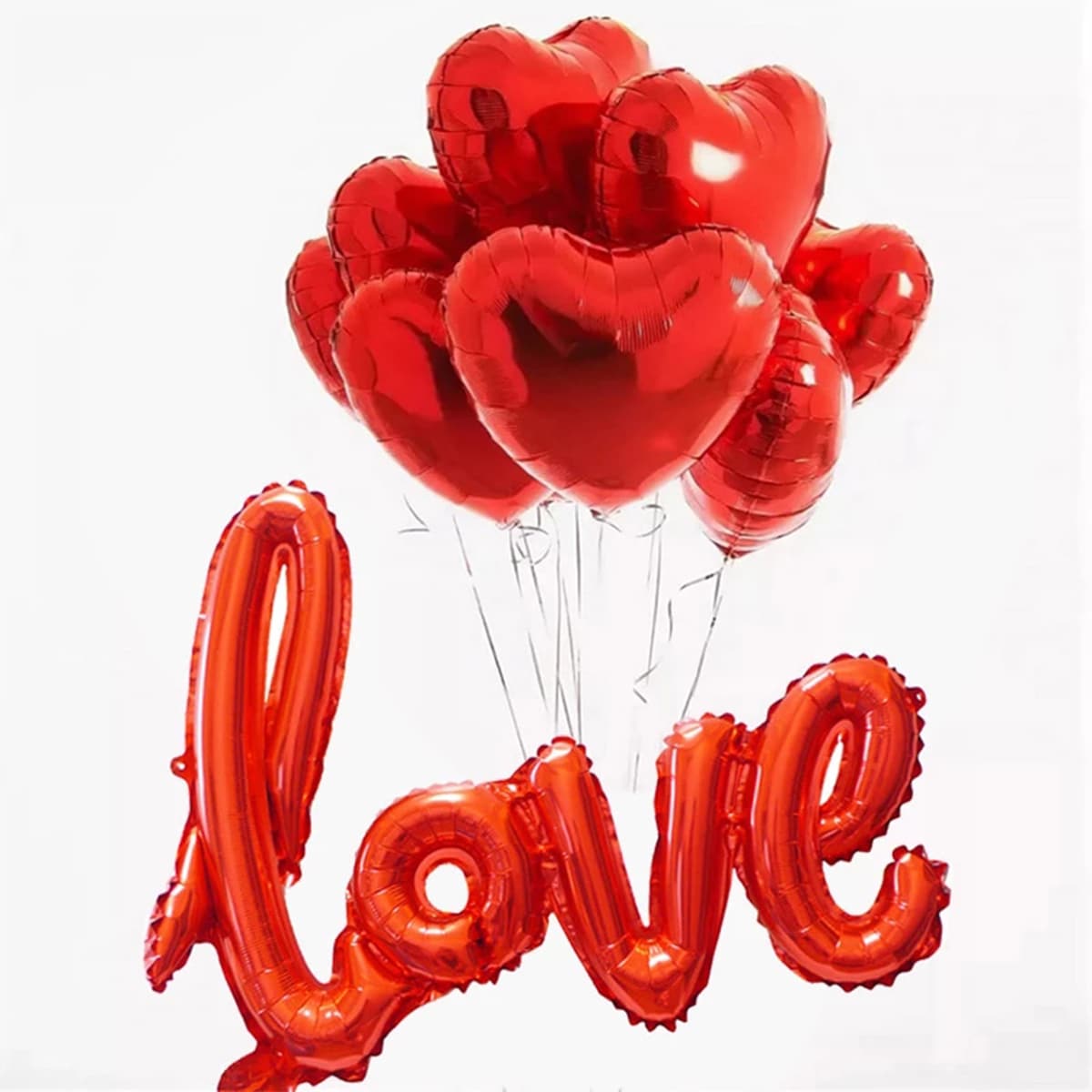

10pcs Letter & Heart Shaped Balloon Set, Red