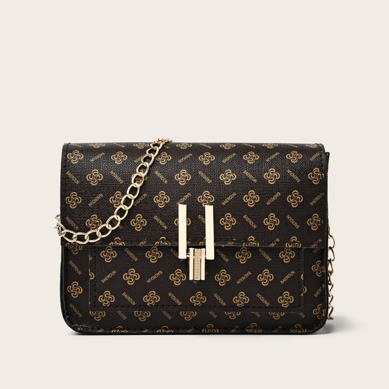 

Allover Print Chain Bag, Brown