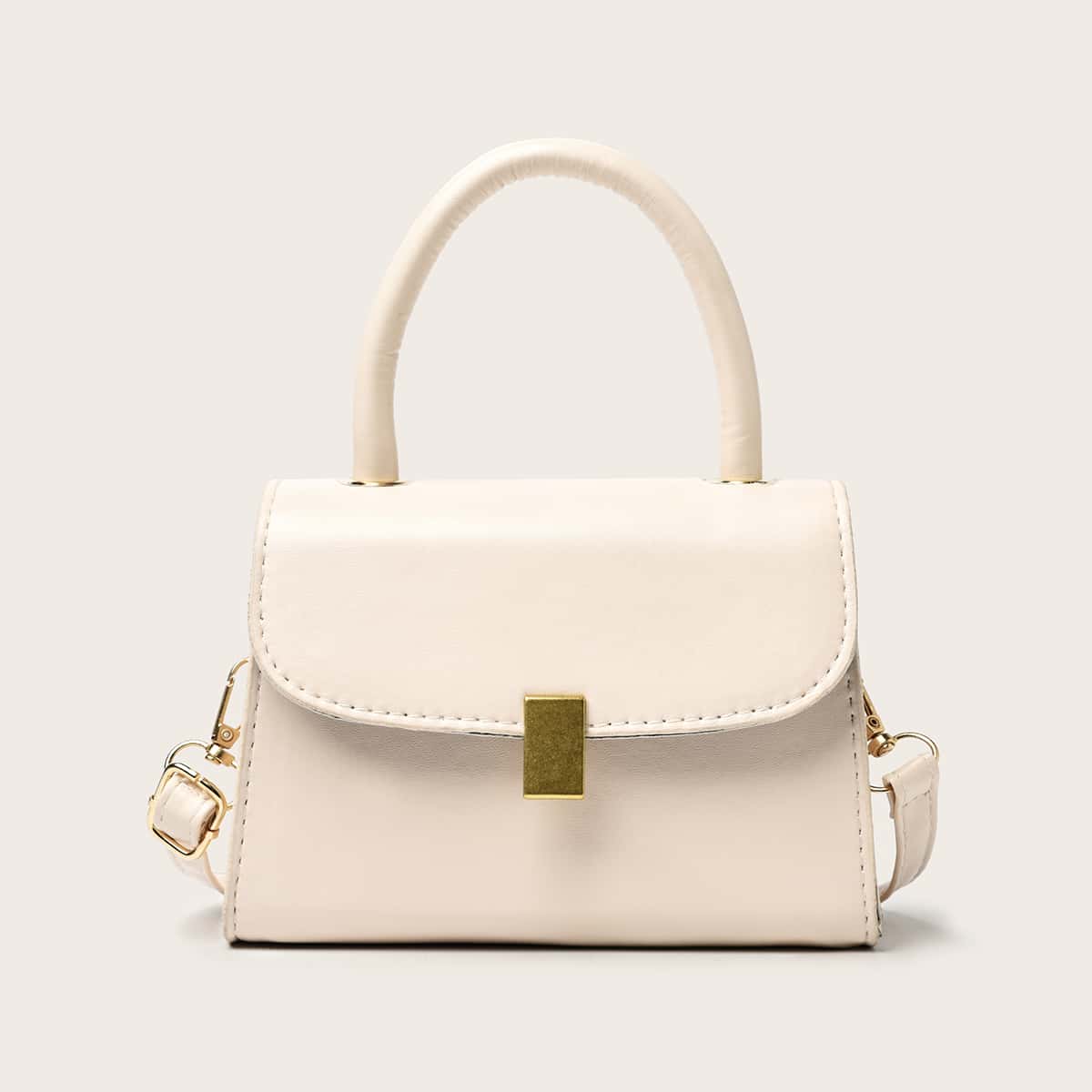 

Solid Flap Satchel Bag, White