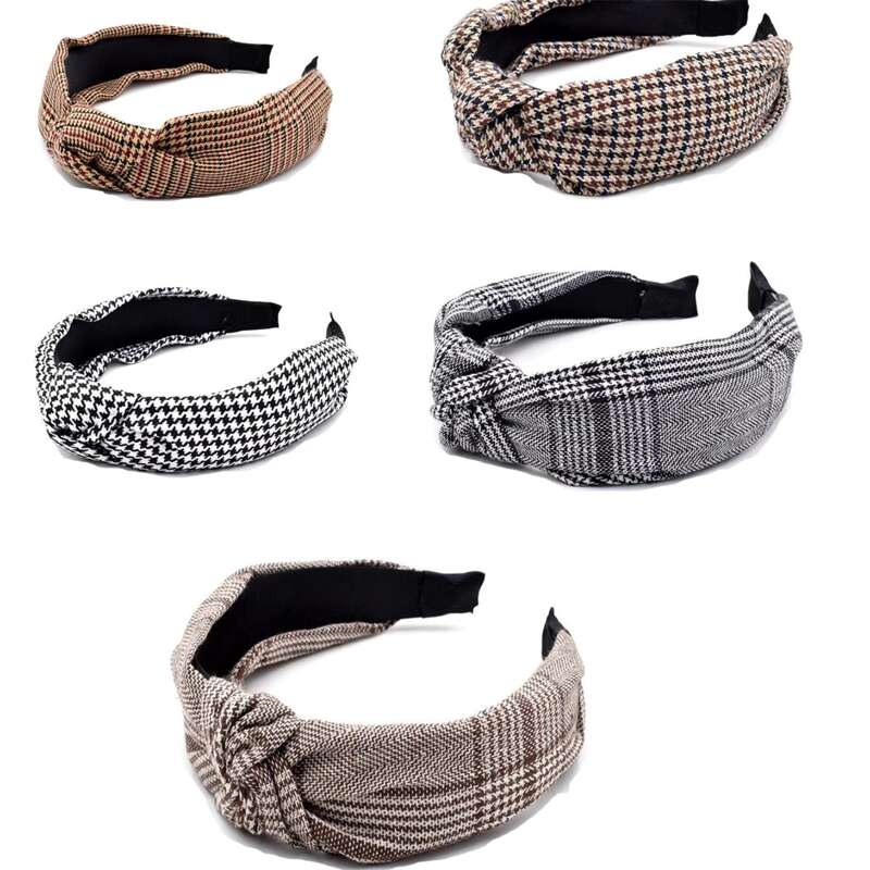 

1pc Random Houndstooth Knot Hair Hoop, Multicolor