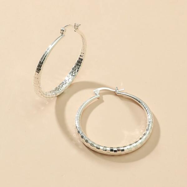 

Textured Hoop Earrings, Silver