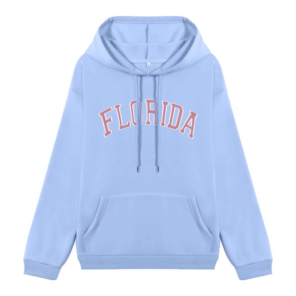 

Drop Shoulder Letter Graphic Drawstring Hoodie, Baby blue