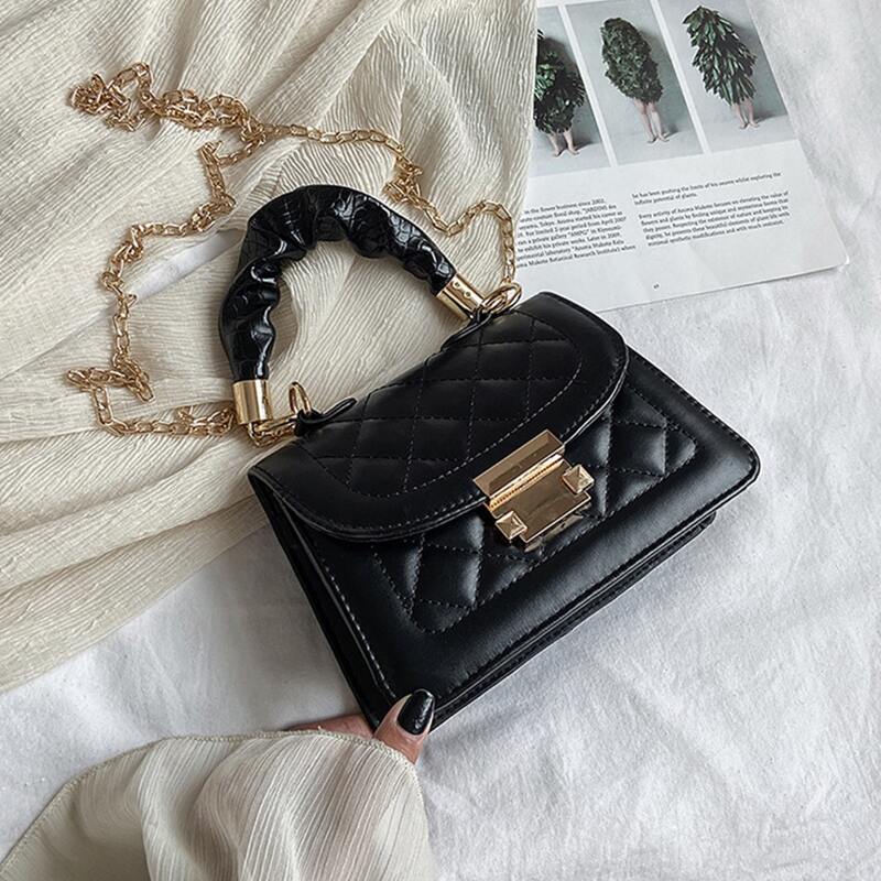 

Quilted Satchel Bag, Black